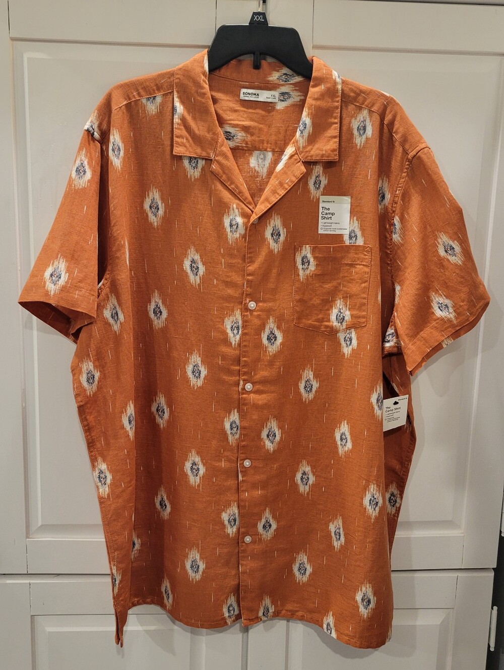 Men's Sonoma Goods For Life Short Sleeve Linen/Cotton Blend Camp Shirt Size XXL